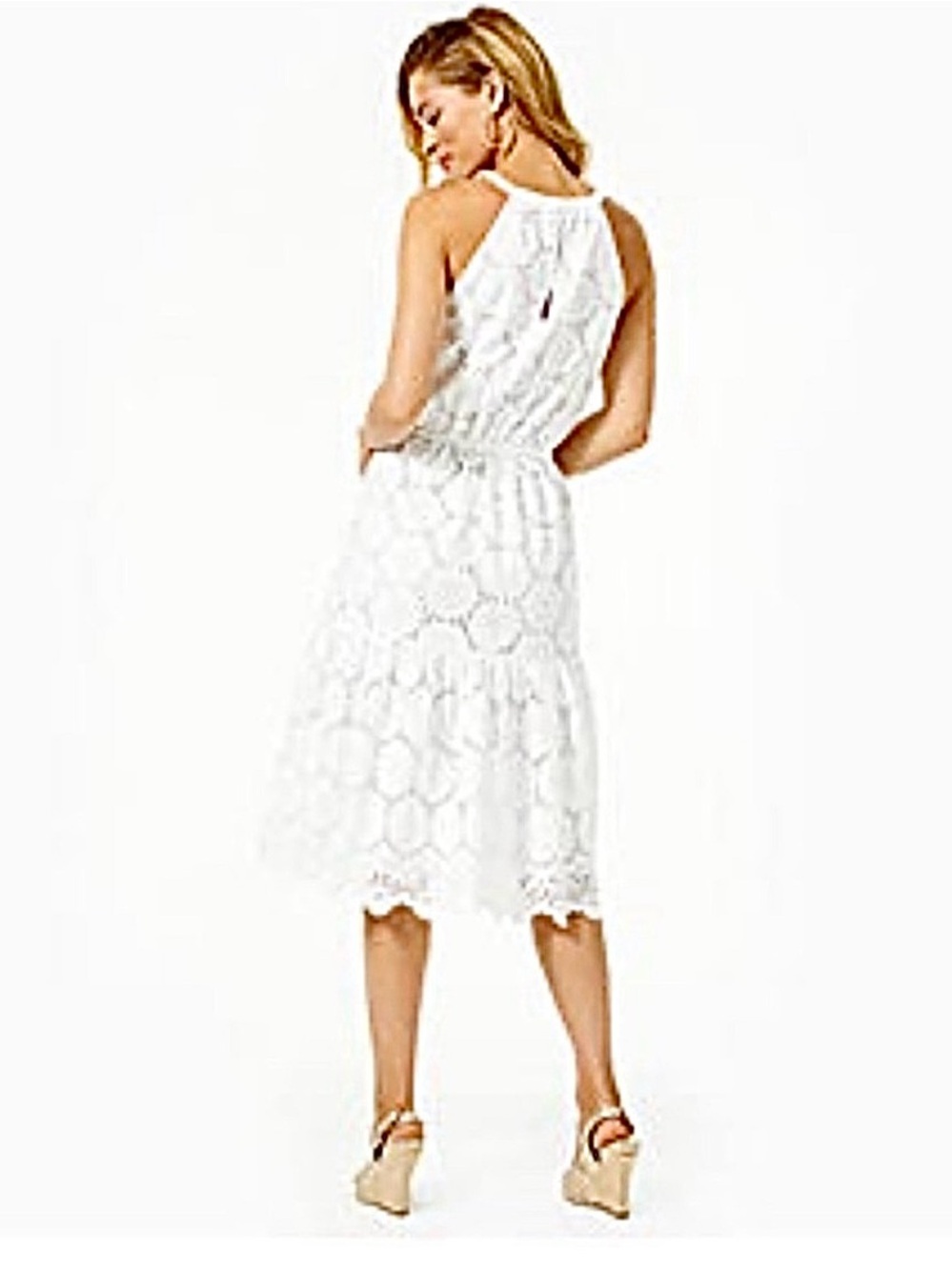 NWT Lilly Pulitzer White Eyelet embroidered Halter Midi Maxi Dress Small - Picture 4 of 14